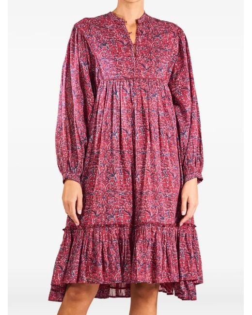 M.A.B.E Red Stevie Floral-Print Dress