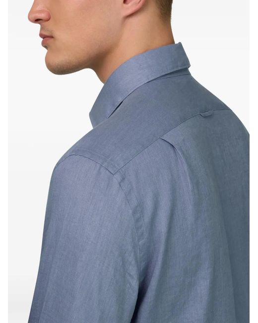 Boggi Blue Regular Fit Linen Shirt for men