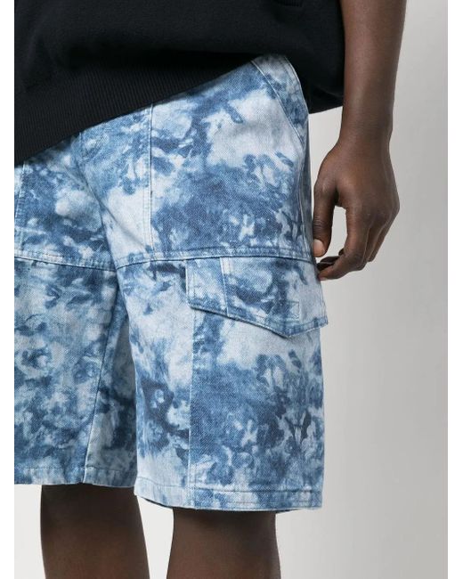 Isabel Marant Blue Bleached-Effect Cargo Shorts for men