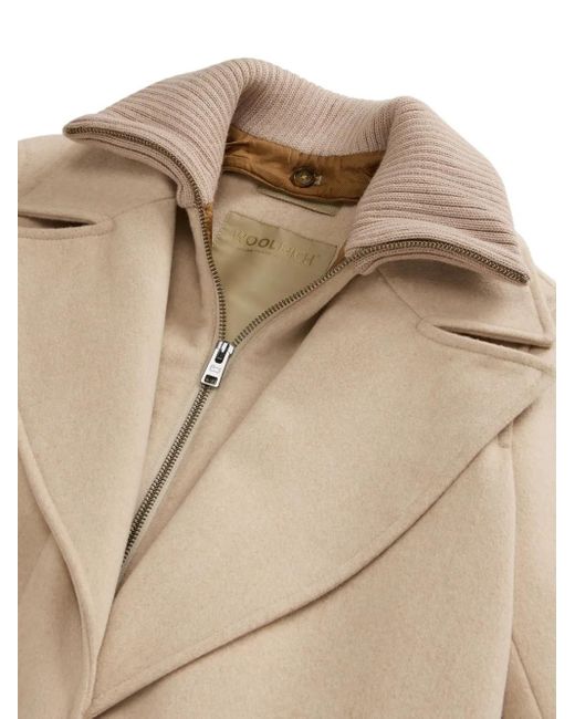 Woolrich Natural Virgin Wool Single-Breasted Coat