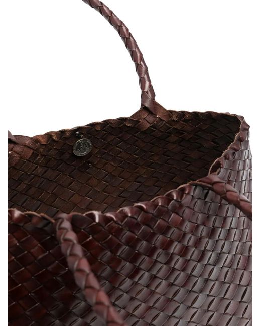 Dragon Diffusion Brown Santa Croce Woven-Leather Tote Bag