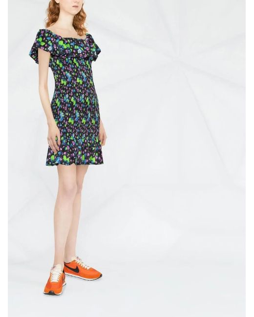 MSGM Black Amazing Berries Jacquard Mini Dress