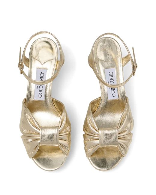 Sandalias Heloise con tacón de 80 mm Jimmy Choo de color Natural