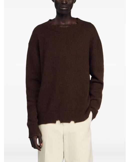 Sandro Pullover mit ausgefranstem Saum in Brown für Herren