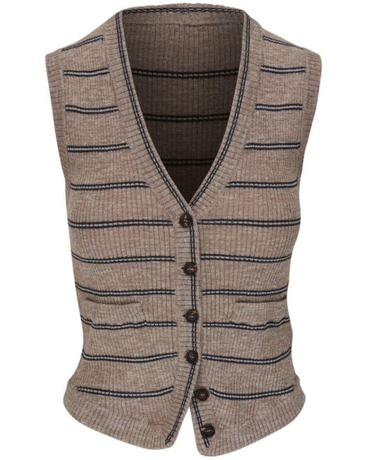 Brunello Cucinelli Gray Striped Knitted Vest