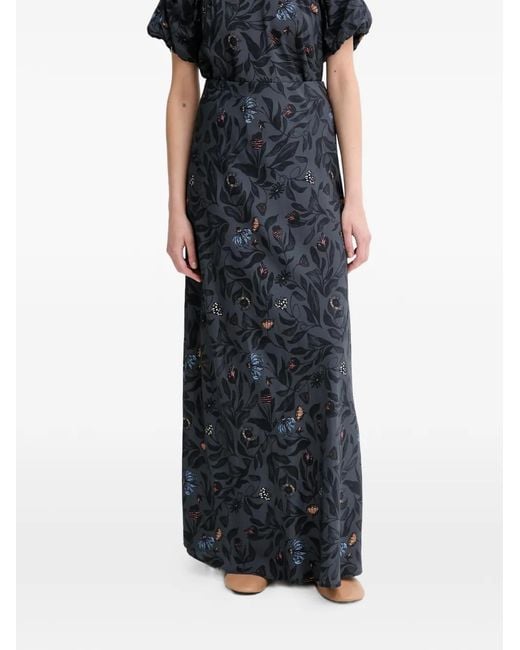 Munthe Black Bardot Floral Maxi Skirt