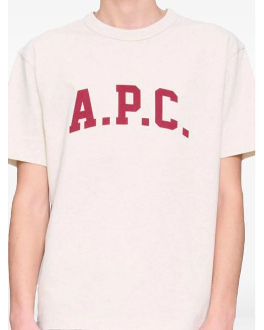 A.P.C. Pink Logo-Print Cotton T-Shirt for men