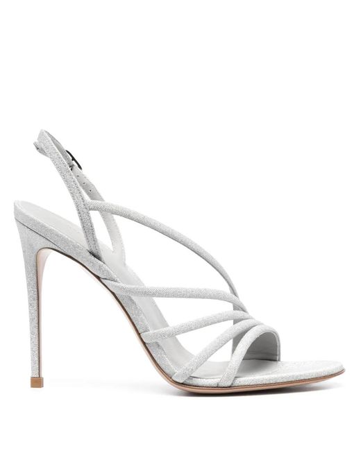 Le Silla White 115Mm Metallic Leather Sandals