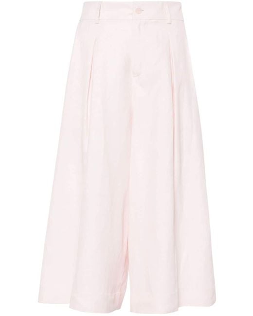 P.A.R.O.S.H. Pink Pleated Knee-length Shorts