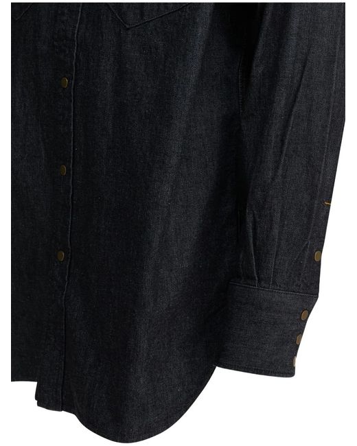 Beams Plus Blue Poocket Button Denim Shirt for men