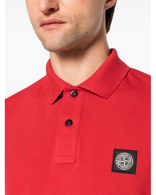 Stone Island Poloshirt Met Compass-logopatroon in het Red voor heren