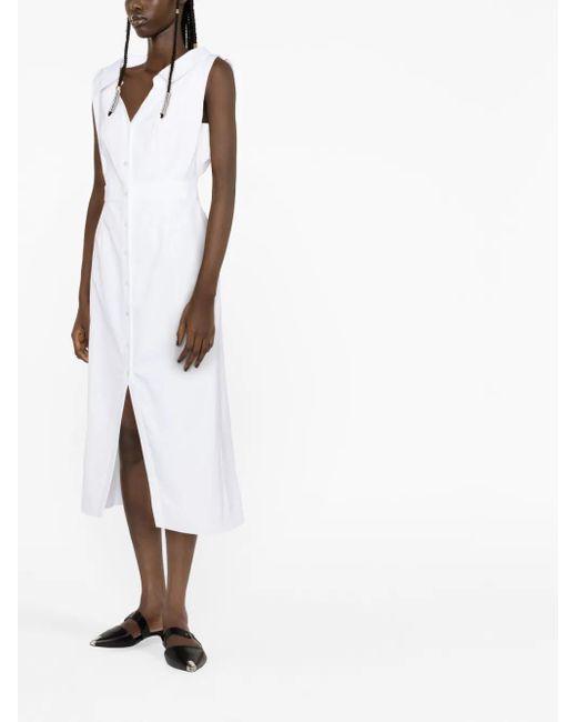 Alexander McQueen White Ärmelloses Kleid Mit V-Ausschnitt