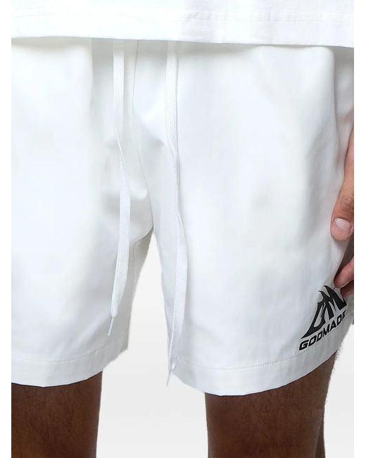 GODMADE White Short De Bain À Logo Imprimé for men