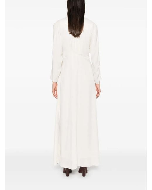 Forte_forte White Hammered-Ring V-Neck Maxi Dress