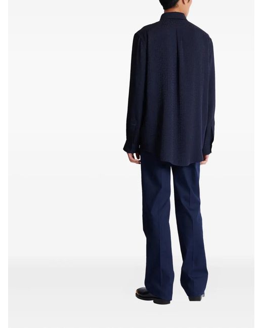 Balmain Blue Monogram Jacquard Shirt for men