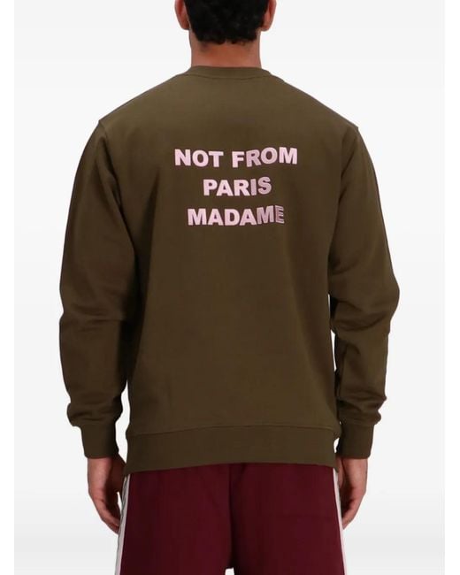 Drole de Monsieur Green Embroidered Cotton Sweatshirt for men