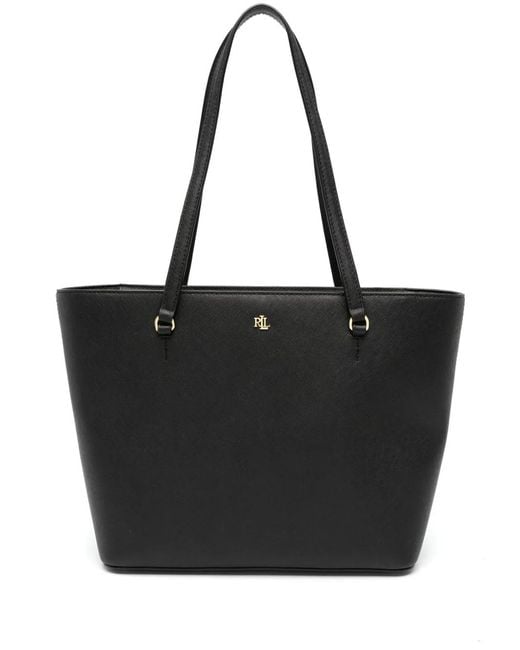 Ralph Lauren Black Medium Karly Leather Tote Bag