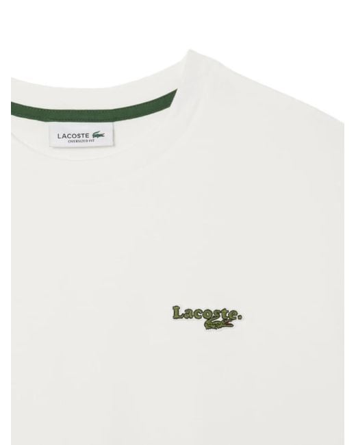 Lacoste White T-Shirt mit Logo-Stickerei