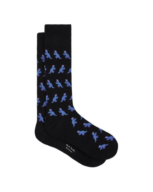 Paul Smith Blue Chaussettes À Motif Dinosaure for men