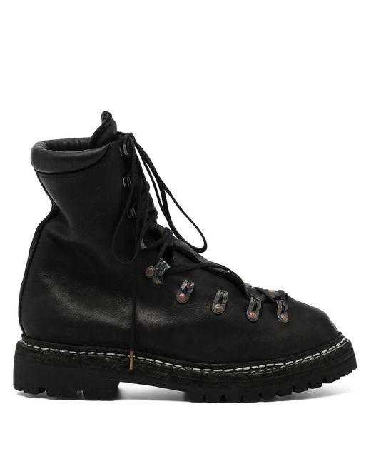 Guidi Black Lace-Up Full-Grain Leather Boots for men