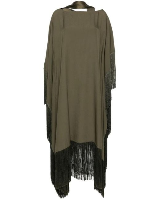 ‎Taller Marmo Green Tevere Fringed Kaftan Dress - Women's - Viscose/acetate