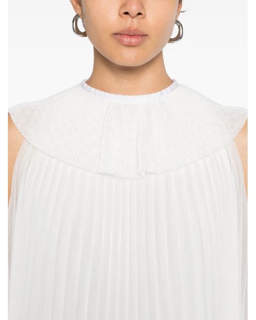 Fabiana Filippi White Pleated Layered Maxi Dress