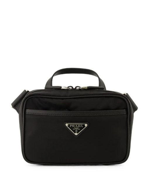 Prada Black Re-Nylon Leather Messenger Bag for men