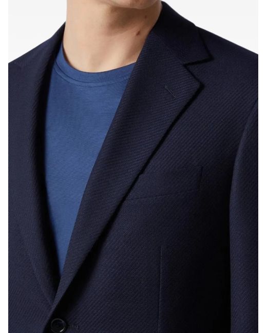 Corneliani Blue Twill-Weave Notched-Lapels Blazer for men