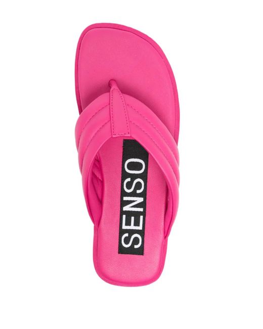 Senso Pink Reese Platform Leather Flip-Flops