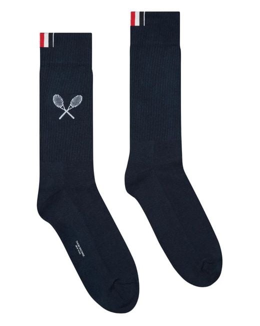Thom Browne Blue Tennis-Racket Athletic Socks for men