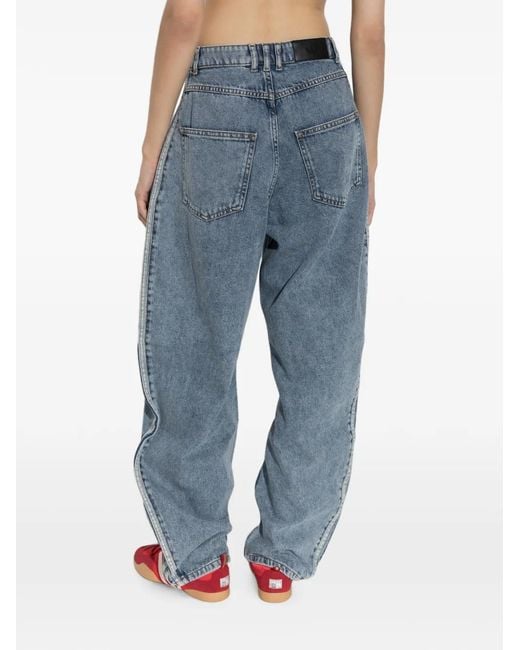 Adidas Blue Side-Stripe Wide-Leg Jeans