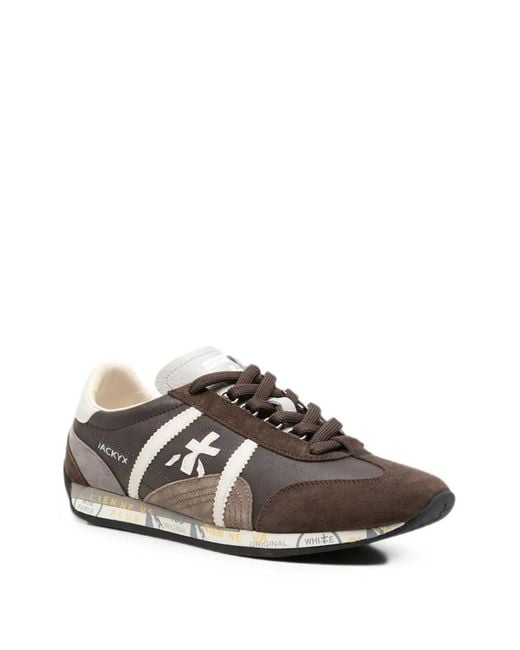 Premiata Brown Jacky X Logo-Patch Sneakers for men