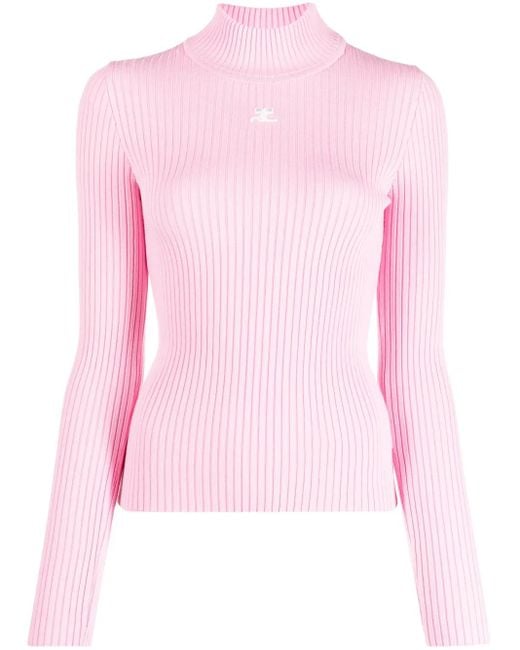 Pull Nervuré À Patch Logo Courreges en coloris Pink