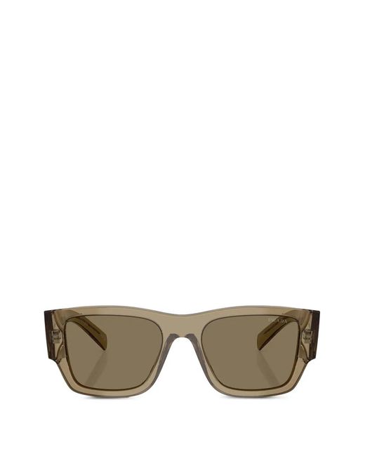 Prada Gray Logo-Plaque Rectangle-Frame Sunglasses for men