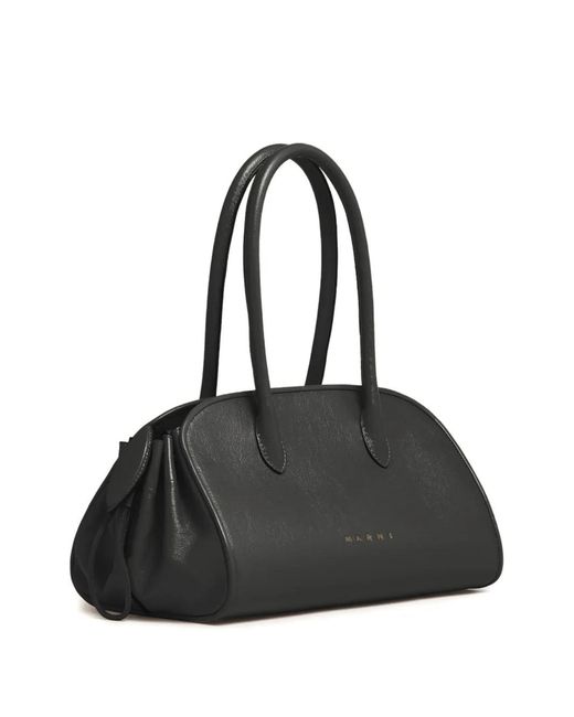 Marni Black Leather Tulipea Small Top-Handle Bag