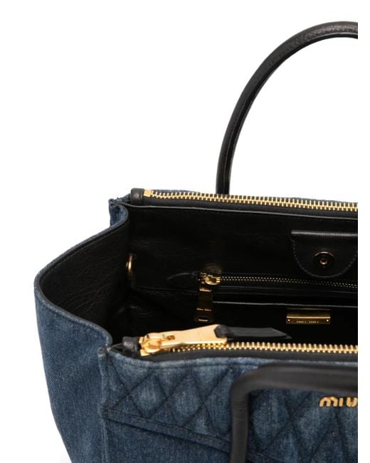 Miu Miu Blue Tote Bag mit gestepptem Einsatz