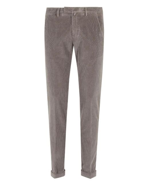 Briglia 1949 Gray Corduroy Cuffed Trousers for men