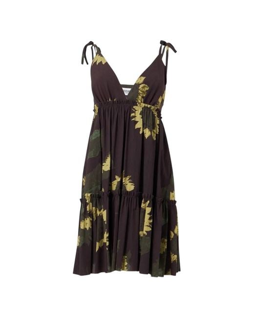 Moschino Black Floral-Print Ruffled-Tier Dress