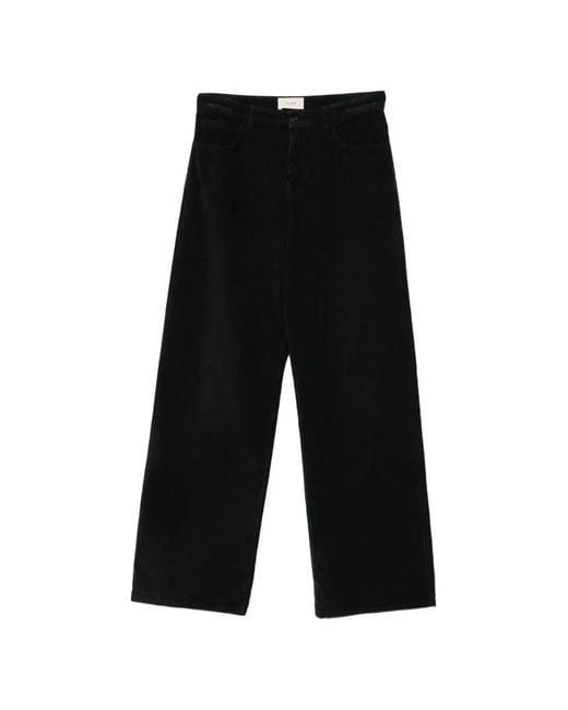 The Row Black Eglitta Corduroy-Effect Trousers
