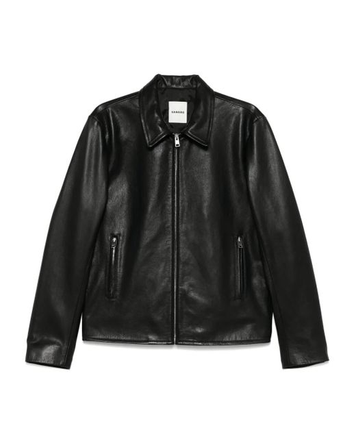 Sandro Black Leather Jacket for men