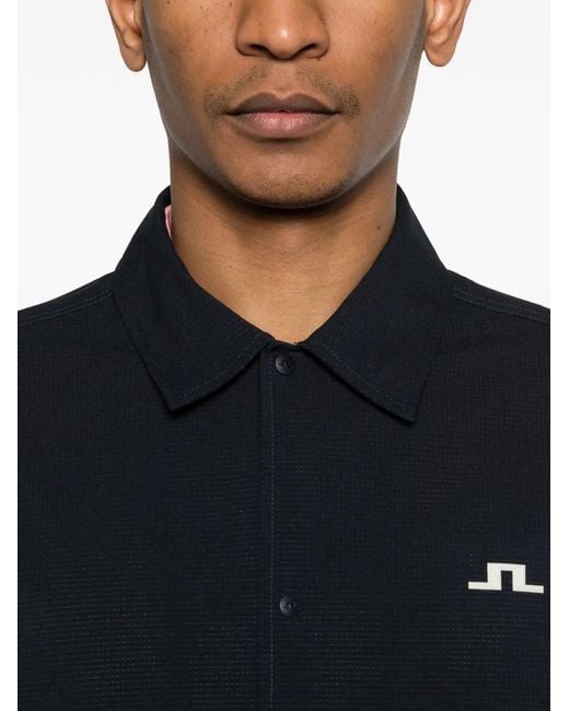 J.Lindeberg Blue Logo Coach Overshirt for men