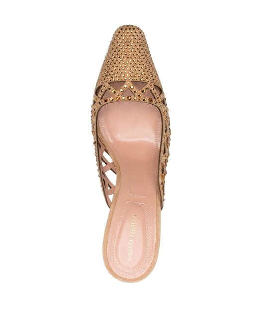 Alberta Ferretti Pink Crystal-Embellished Mules