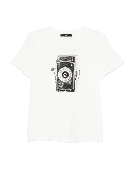 Weekend by Maxmara White Graphic-Print T-Shirt