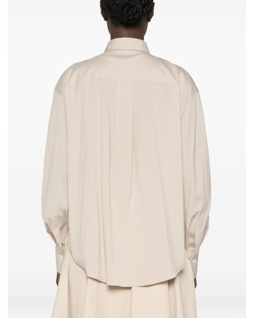 Brunello Cucinelli Natural Monili-Trimmed Long-Sleeve Shirt