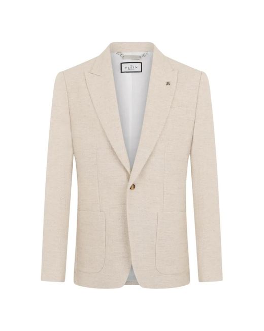 Philipp Plein White Linen Blazer Gigolo Fit for men