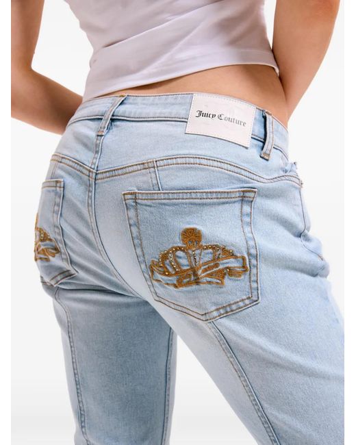 Juicy Couture Blue Crown-Embroidered Flared Jeans