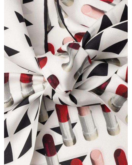 Prada White Printed Silk Top