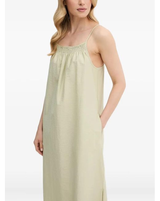 Marc O' Polo White Smocked-Shoulder Midi Dress