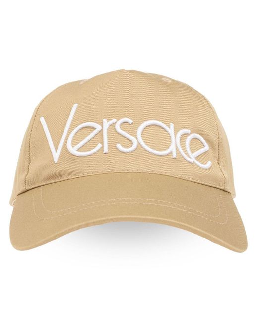 Gorra con logo bordado Versace de color Natural
