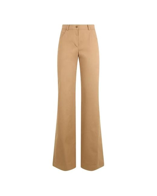 Alberta Ferretti Natural High-Waisted Flared Trousers